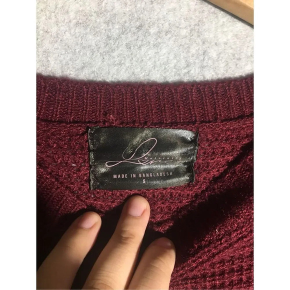 Womens Maternity Love Sweater Button Crochet Red Soft Casual Winter Feminine - Picture 3 of 5